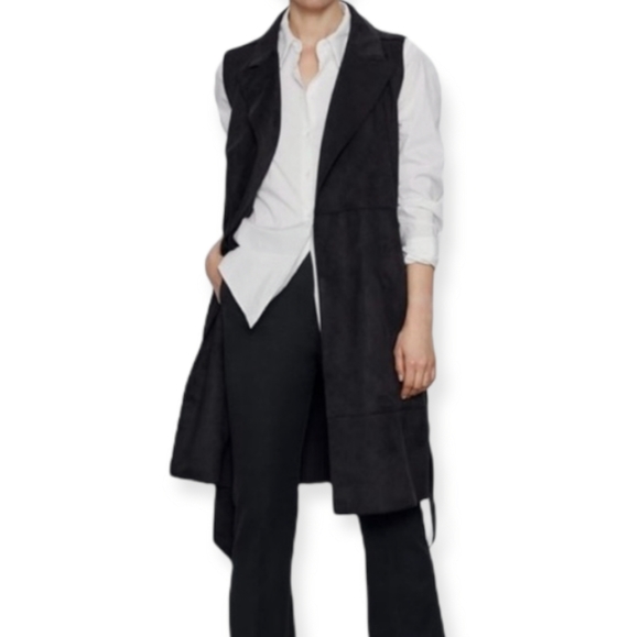 Zara Faux Suede Long Vest! Size S - Picture 7 of 12